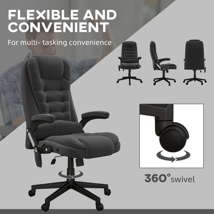 HOMCOM 6 Point Vibrating Massage Office Chair with Heat, Velvet High Back Executive Office Chair with Reclining Backrest