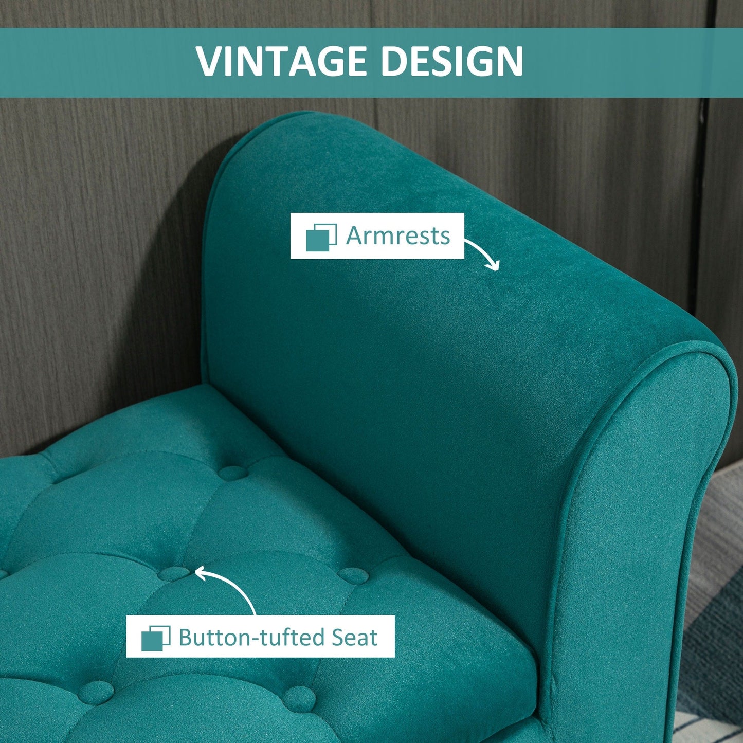 HOMCOM Button-Tufted Storage Ottoman Bench, Upholstered Bed Bench with Rolled Armrests for Bedroom, Living Room or Hallway