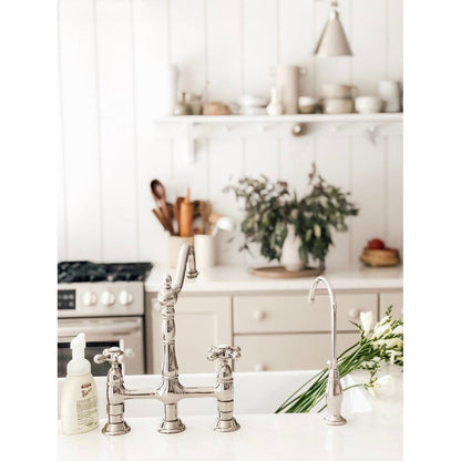 Kingston Brass Heritage Bridge Kitchen Faucet with Brass Sprayer