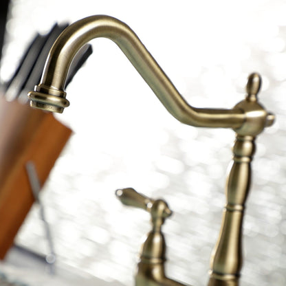 Heritage Bridge Kitchen Faucet with Brass Sprayer