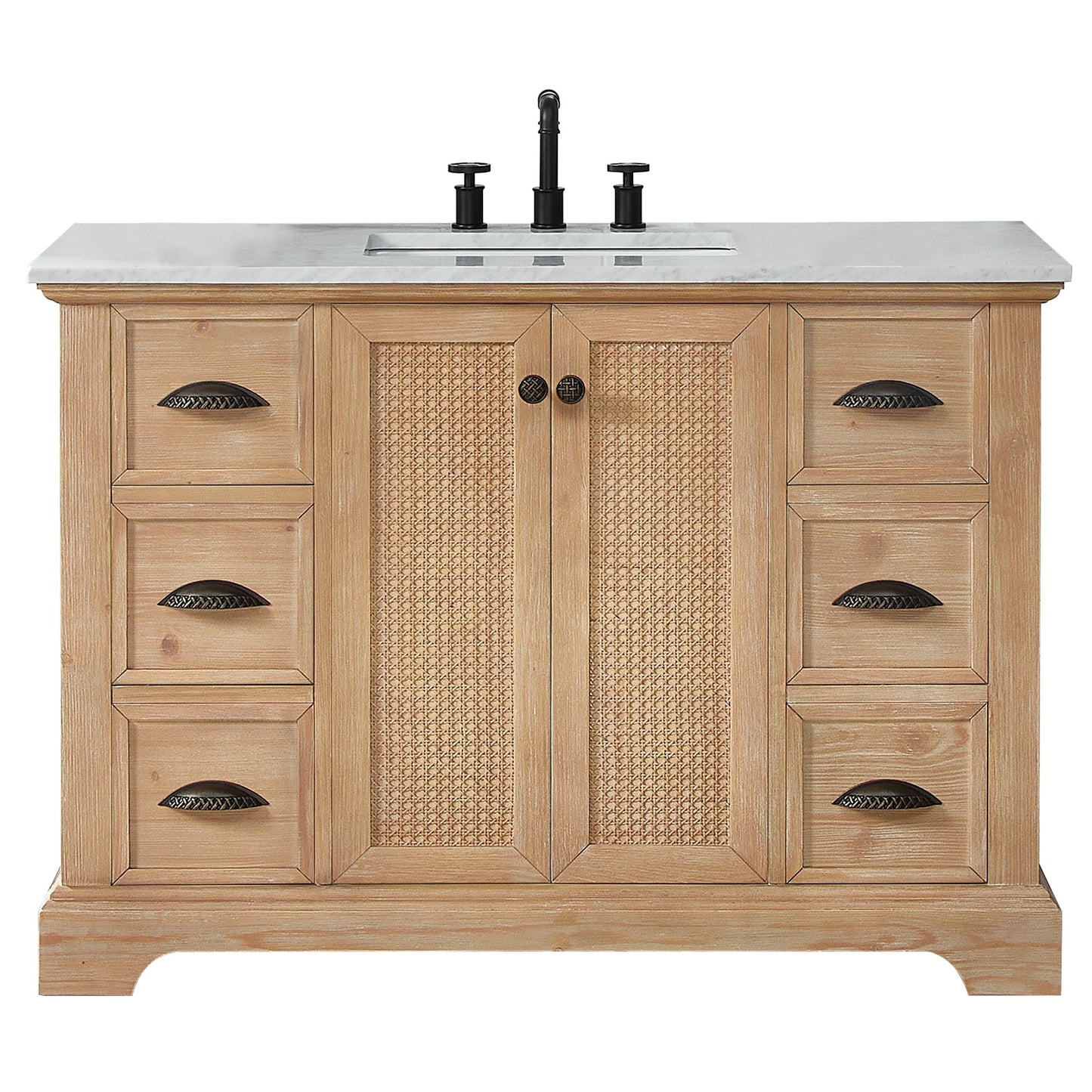 Hervas Bath Vanity with Natural Marble Top without Mirror