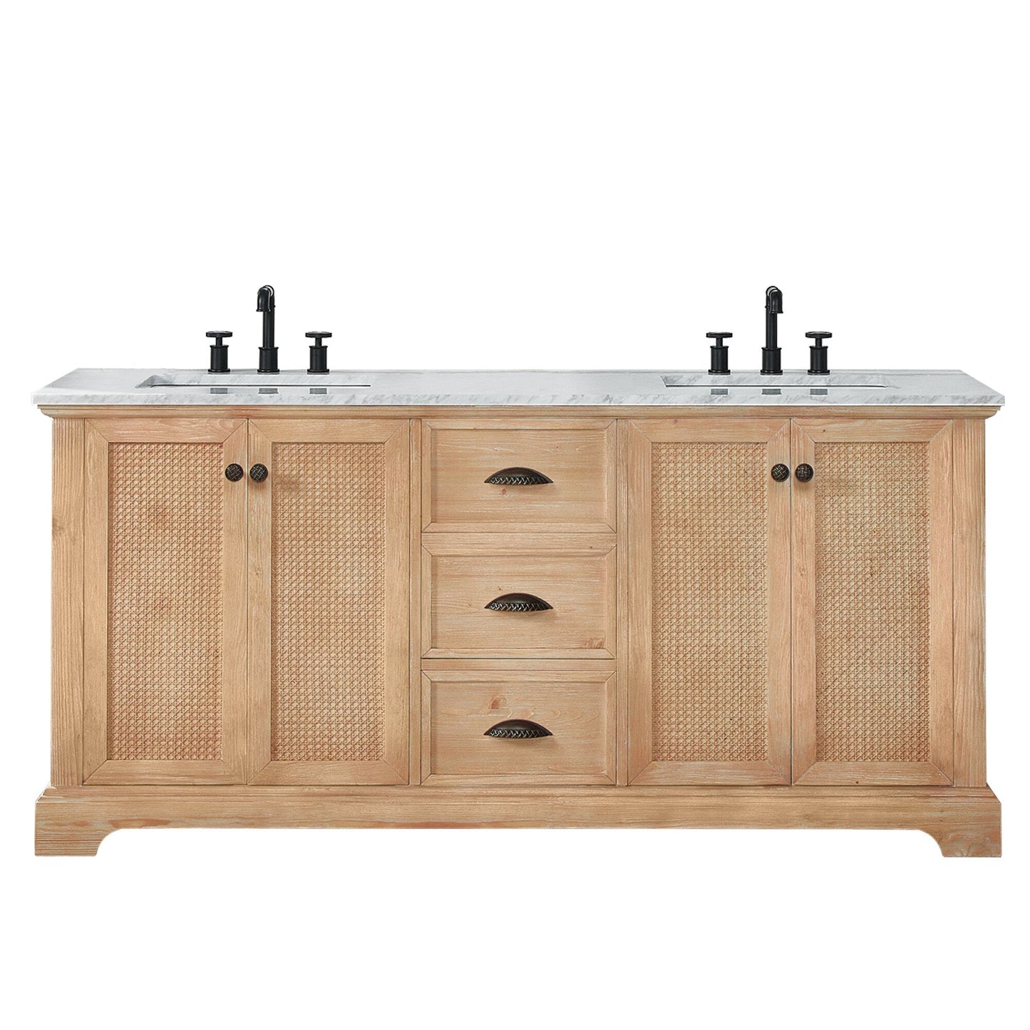 Hervas Bath Vanity with Natural Marble Top without Mirror