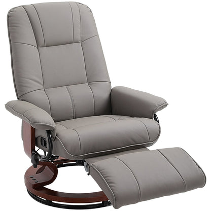 HomCom Faux Leather Adjustable Manual Swivel Base Recliner Chair with Comfortable and Relaxing Footrest