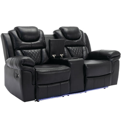 Home Theater Seating Manual Recliner Loveseat with Hide-Away Storage