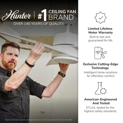 Hunter 52 Shorebreak WeatherMax Indoor / Outdoor Ceiling Fan w/ Wall Control - Extreme Weather, Salt & Corrosion-Resistant