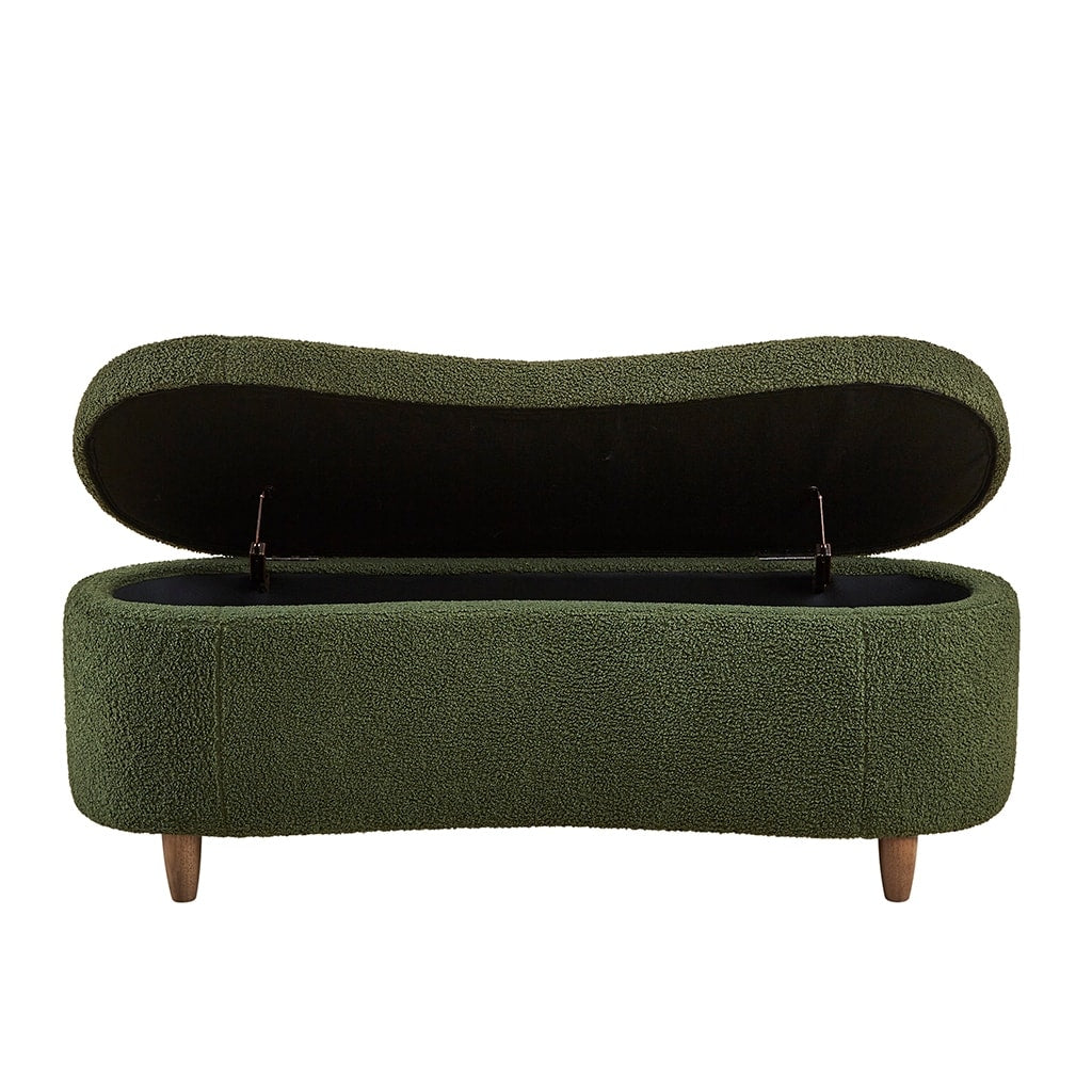 INK IVY Bailey Boucle-Style Curved Storage Accent Bench