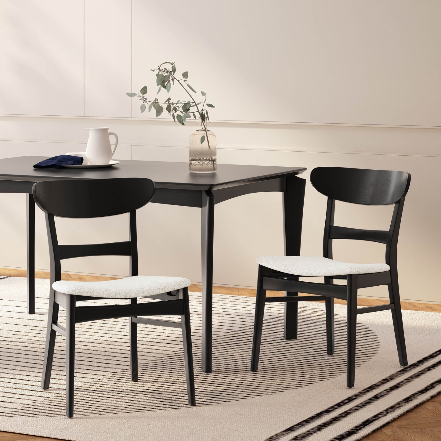 Abrielle Mid-Century Modern Upholstered Rubberwood Dining Chair (Set of 2) by Christopher Knight Home