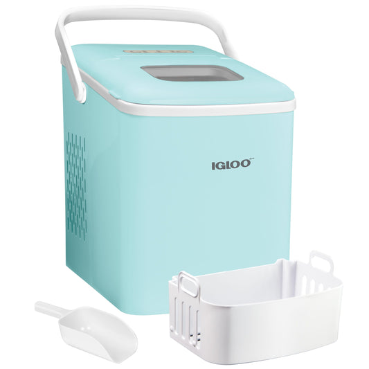 Igloo 26-Pound Automatic Self-Cleaning Portable Countertop Ice Maker Machine With Handle, Aqua