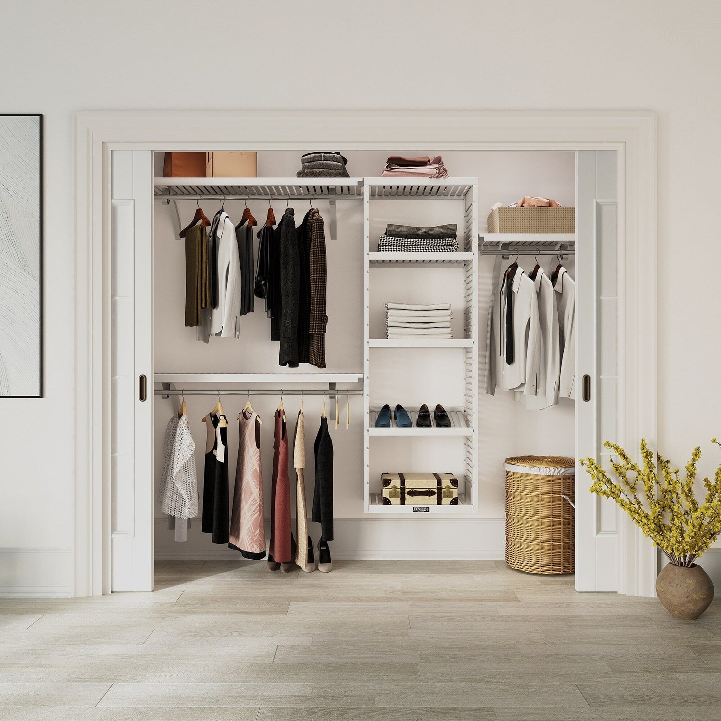 John Louis Home Solid Wood Reach-In Closet System White
