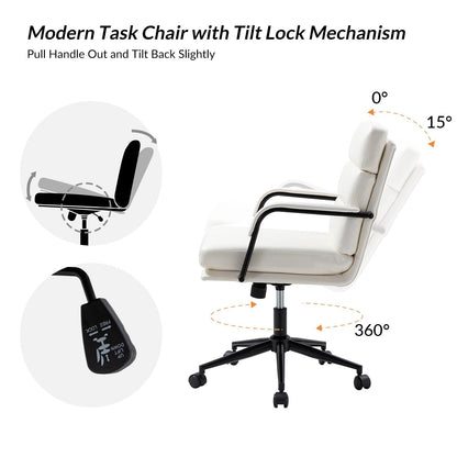 Joseph Modern Task Faux Leather Chair with Tilt Lock and Center Tilt by HULALA HOME