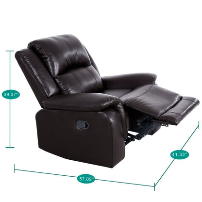 Leather Manual Recliner Sofa Collection for Living Room Leather Reclining Furniture for Home Office Living Room