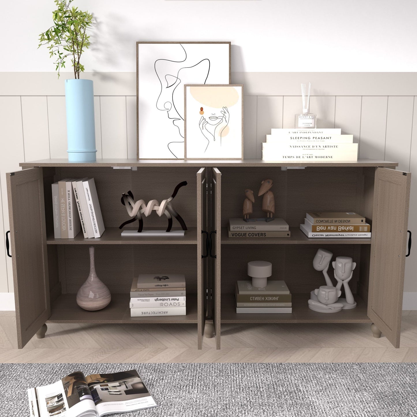 Kitchen Sideboard Coffee Bar Cabinet Accent Storage Cabinet