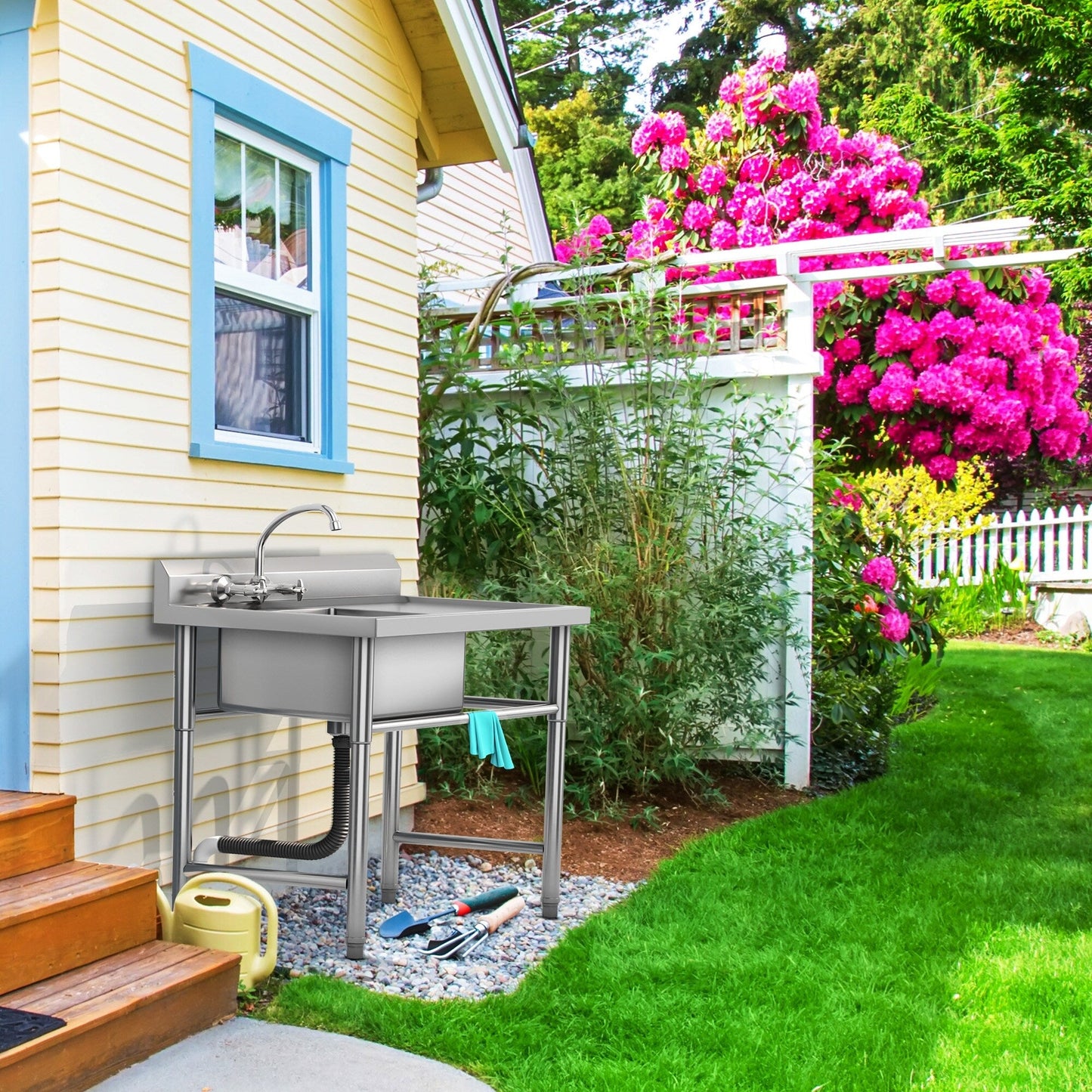 Kitchen Sink Stainless Steel Compartment Bowl Freestanding Commercial Sink
