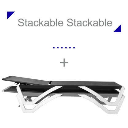 Kozyard Alan Full Flat Aluminum and Polypropylene Resin Legs Patio Reclining Adjustable Chaise Lounge