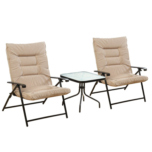 Kozyard Elsa 3 Pieces Outdoor Patio Furniture Padded Folding Bistro-Sets