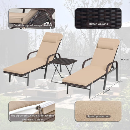 Kullavik 3-PiecesOutdoor Chaise Lounge Set