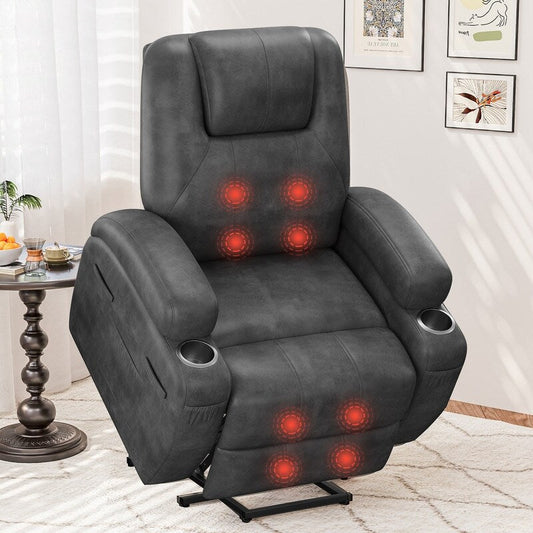 LACOO Power Lift Recliner PU Leather Reclining Chair with Massage