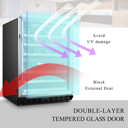 Lanbo 24 Inch Built-in Dual Zone Compressor Wine Cooler, 44 Bottle