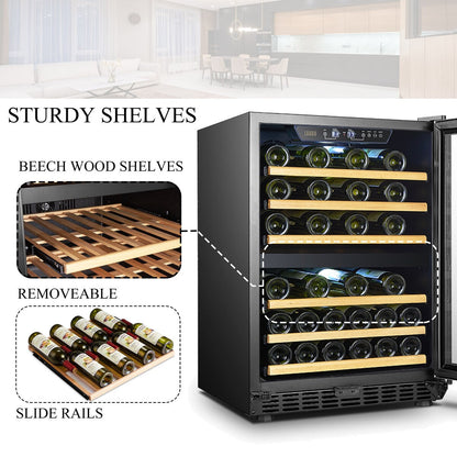Lanbo 24 Inch Built-in Dual Zone Compressor Wine Cooler, 44 Bottle