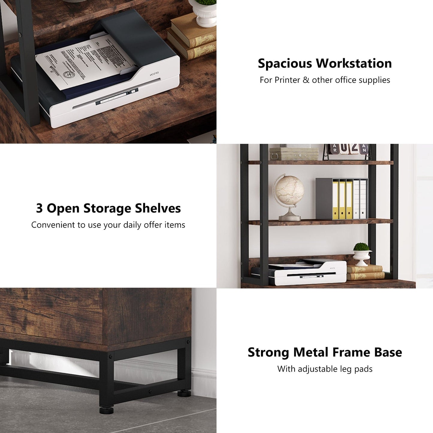 File Cabinet with 2 Drawer, Modern Filing Cabinet Printer Stand with Lock