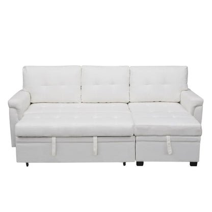 Convertible Reversible Sectional Sofa with Pull-Out Sleeper Bed, Hidden Storage Chaise, and Durable Legs