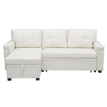 Convertible Reversible Sectional Sofa with Pull-Out Sleeper Bed, Hidden Storage Chaise, and Durable Legs
