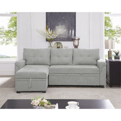 Convertible Reversible Sectional Sofa with Pull-Out Sleeper Bed, Hidden Storage Chaise, and Durable Legs