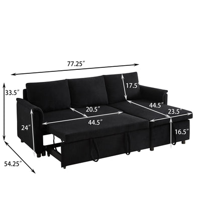 Loveseat Sofa with Chaise Lounge L-Shaped Modular Convertible Sofa with Storage Chaise