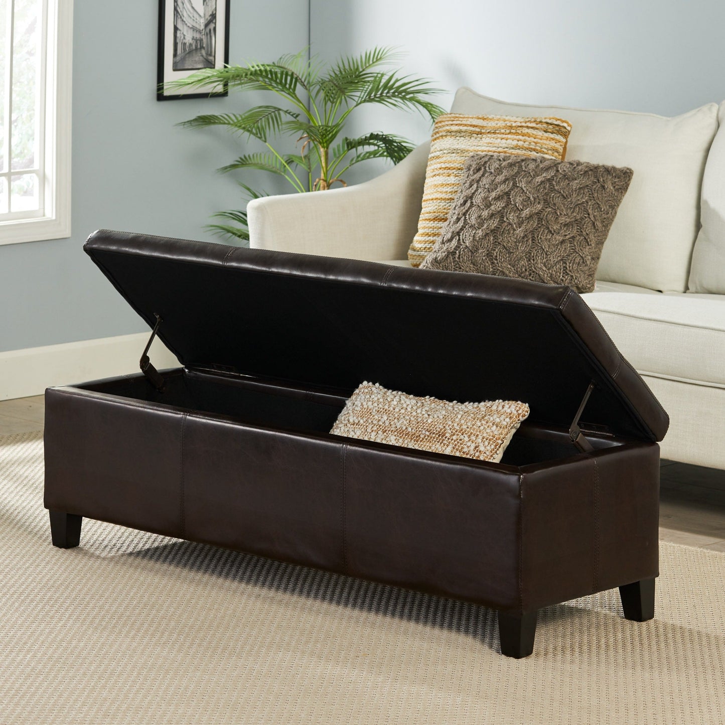 Lucinda Faux Leather Storage Bench by Christopher Knight Home - 51.25 L x 17.50 W x 16.25 H