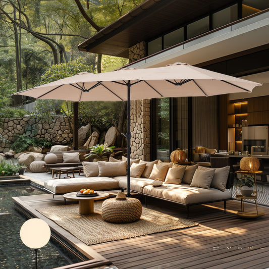 MAISON ARTS 15ft Double-Sided Patio Extra Large Twin Umbrella with Base Included