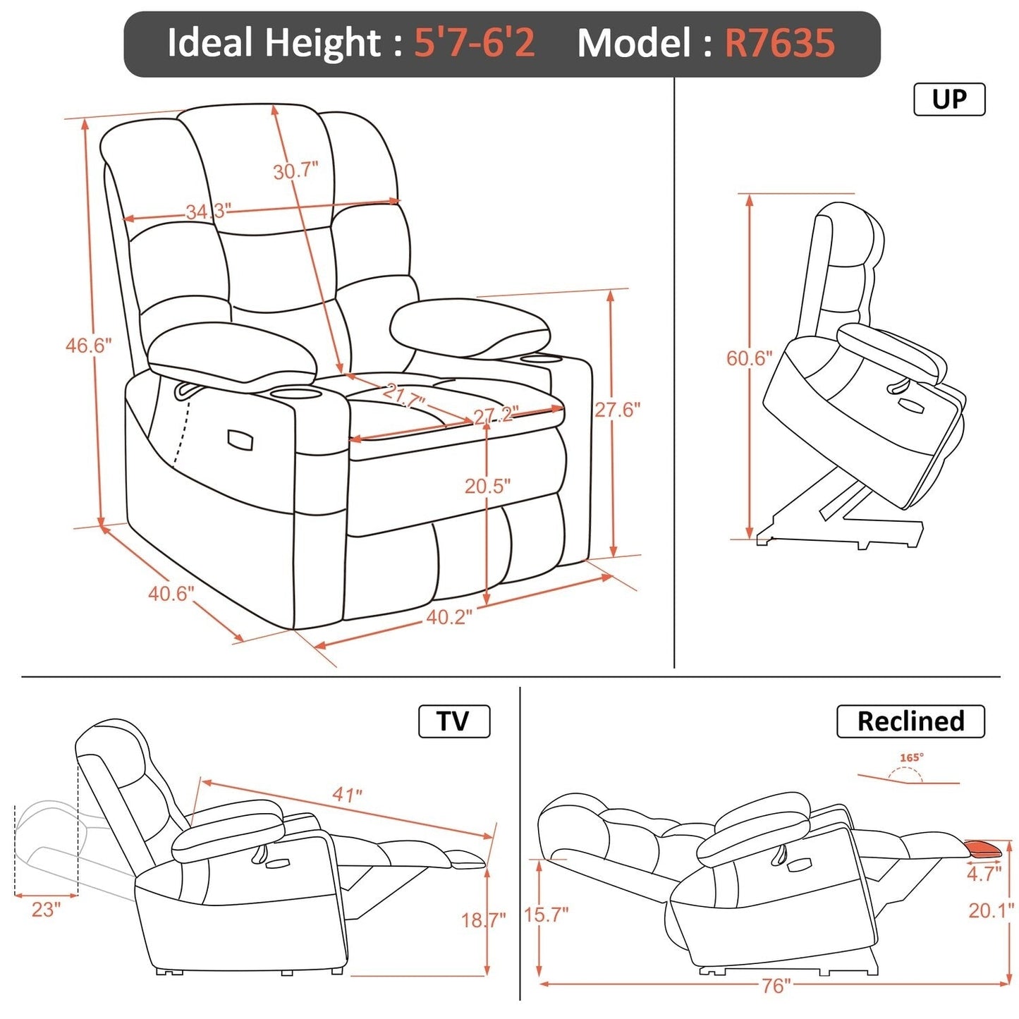 MCombo Large-Wide Dual Motor Power Lift Recliner with Massage and Dual Heating for Big and Tall Elderly, Fabric R7635