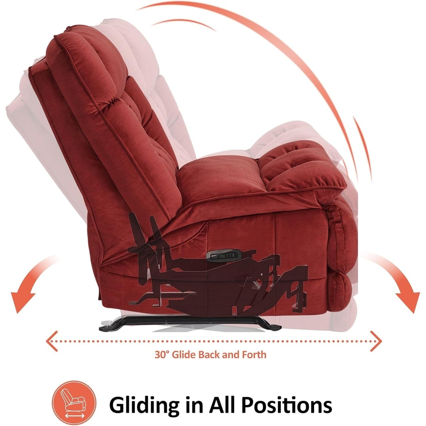 MCombo Oversized Dual Motor Armless Power Rocker Recliner Chair, Zeroarms Recliner Perfect for Living Room Fabric PR607