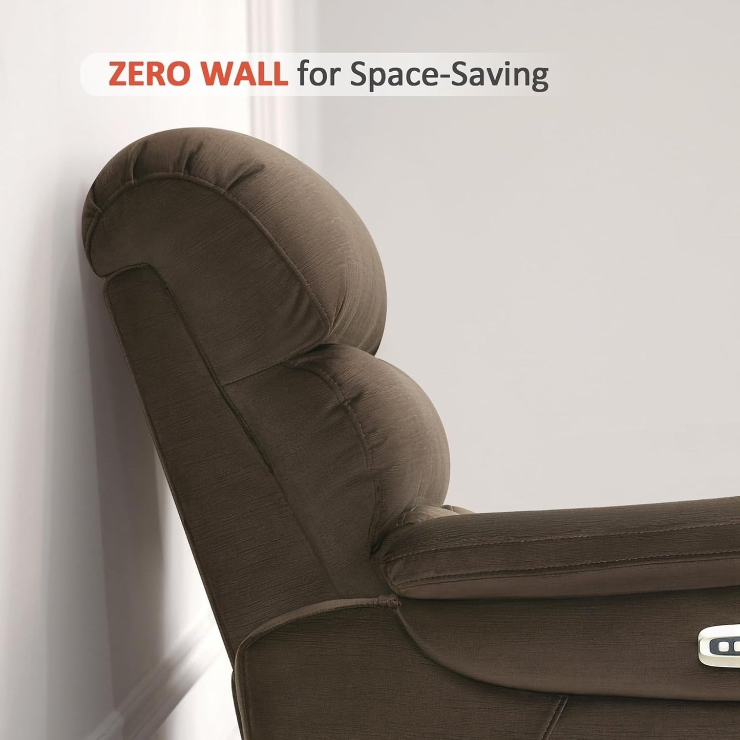 MCombo Zero Wall-Hugger Power Recliner Chair with Adjustable Headrest, Perfect for Small Spaces and RV, Fabric ST257