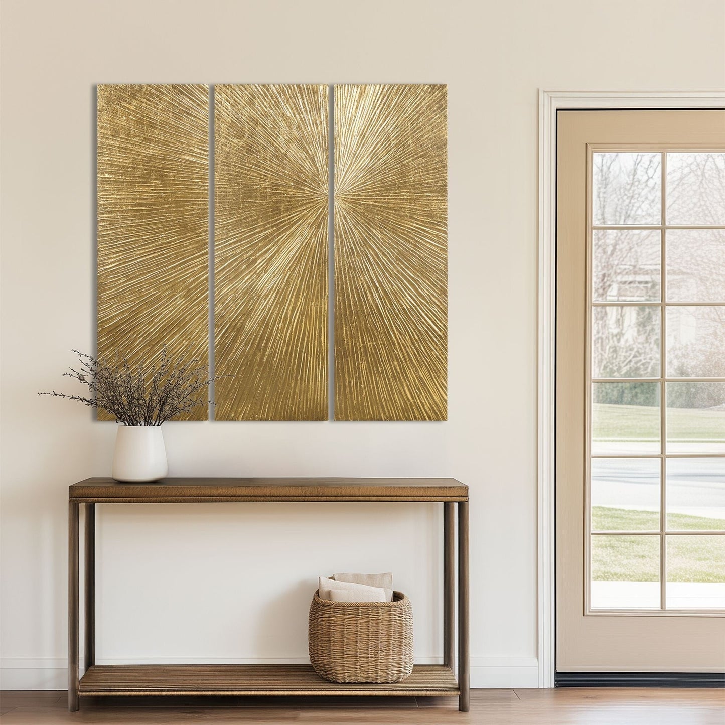 Madison Park Signature Sunburst Hand Painted Triptych 3-piece Dimensional Resin Wall Art Set