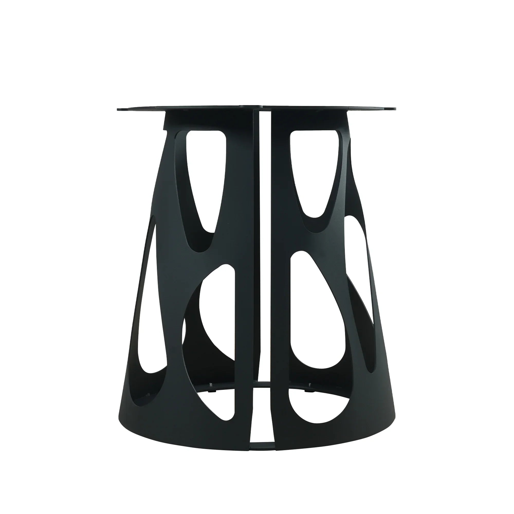 Table de salle à manger Marbella en pierre frittée | Ronde, 53 cm, noir mat, avec piètement en métal