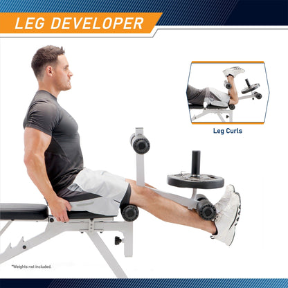 Marcy Powder Coated Steel Home Gym Multipurpose Adjustable Weight Bench, White - 65 x 23 x 46.5 inches