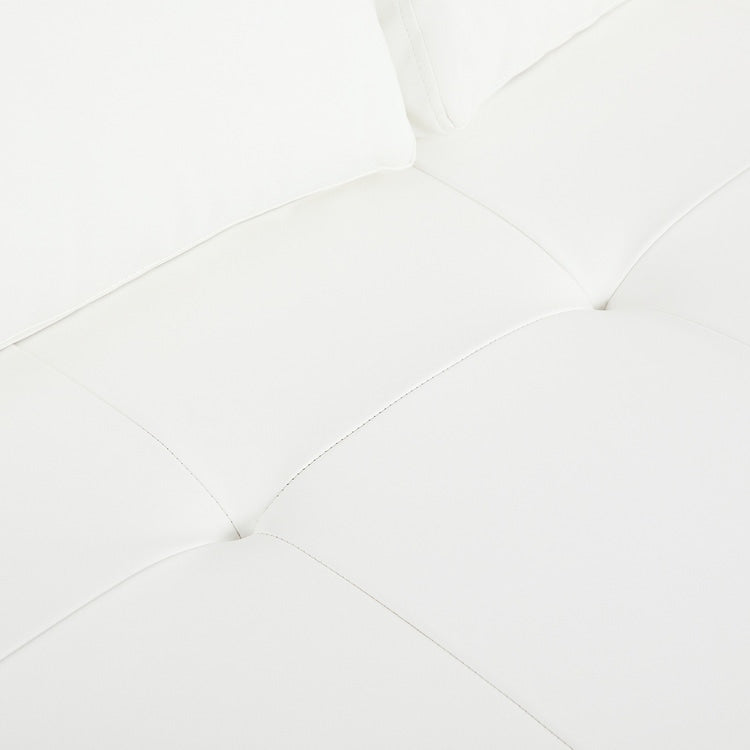 Modern Genuine Leather Sofa with Wooden Legs & Additional Bolster Pillow