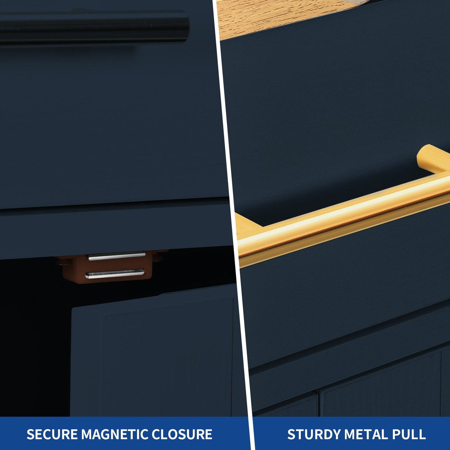 Moasis 53-inch Rolling Kitchen Island Storage Cabinet Portable Mobile Kitchen Cart