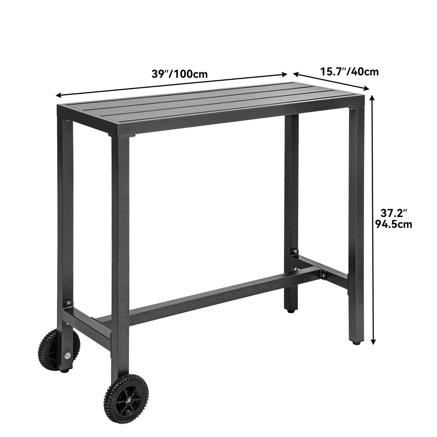 Moasis Patio Metal Counter Table Bar Table with Wheels