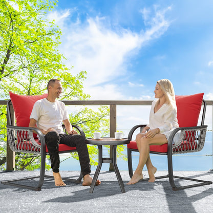 Moasis Red 3 PCs Patio Bistro Set Outdoor Furniture with Cushioned Seats - 3 Pcs