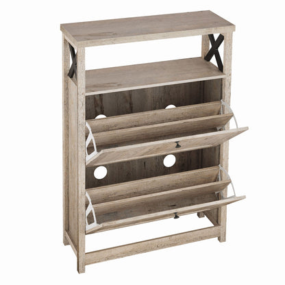 Moasis Shoe Storage Cabinet Organizer with 2 Compartments for Entryway Hallway