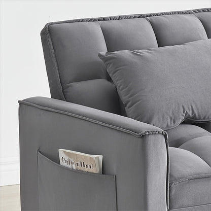 Modern 70.86 3 in 1 Single Convertible Sofa Bed with Adjustable Back and Moving Wheel for Living Room