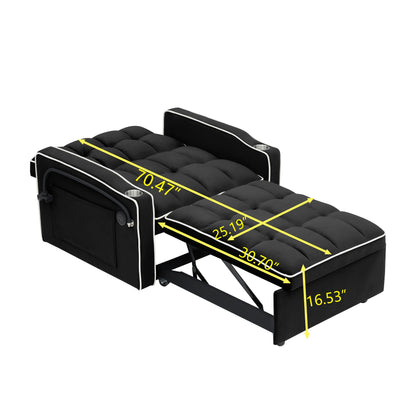 Modern 70.86 3 in 1 Single Convertible Sofa Bed with Adjustable Back and USB Charging Port for Living Room