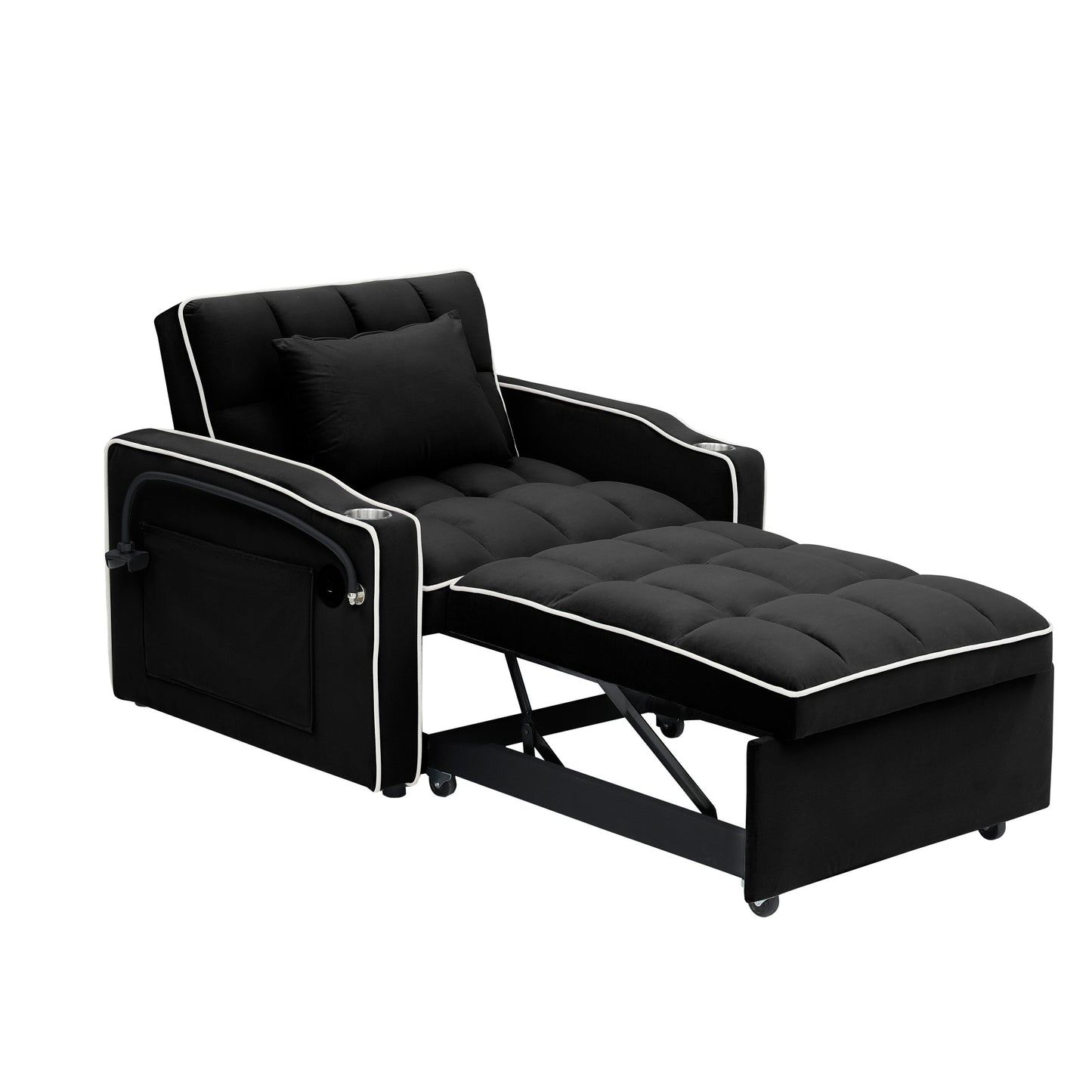 Modern 70.86 3 in 1 Single Convertible Sofa Bed with Adjustable Back and USB Charging Port for Living Room