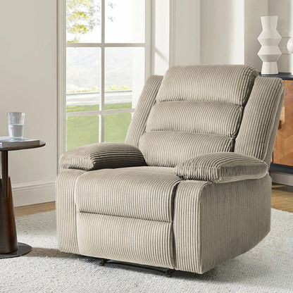 Modern Corduroy Manual Recliner Chair, Lounger Adjustable Recliners with Wide Armrest