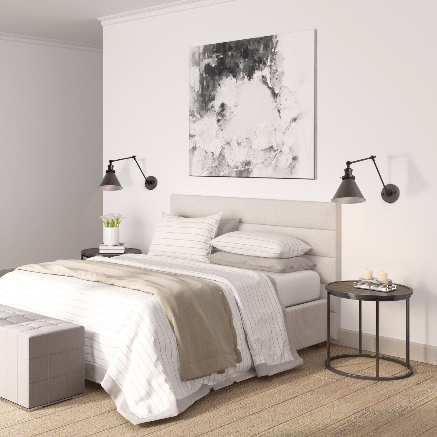 Set of 2 Modern Adjustable Swing Arm Lights Plug-in Hardwire Wall Sconces