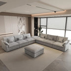 Canapés d'angle Deluxe Slope Cloud | Ensemble de canapés 8 pièces en lin gris clair, 160 coussins de dossier réglables, 6 places