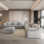 Canapés d'angle Deluxe Slope Cloud | Ensemble de canapés 8 pièces en lin gris clair, 160 coussins de dossier réglables, 6 places