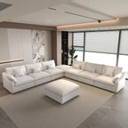 Canapés d'angle Deluxe Slope Cloud | Ensembles de canapés 8 pièces en lin blanc, 160 coussins de dossier réglables, 6 places