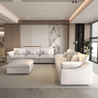 Canapés d'angle Deluxe Slope Cloud | Ensembles de canapés 8 pièces en lin blanc, 160 coussins de dossier réglables, 6 places